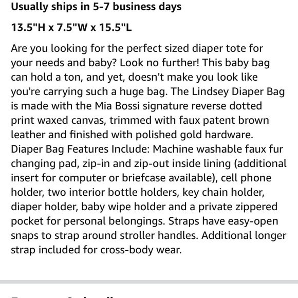 Diaper Bag-Mia Bossi Lindsey Cocoa Bag